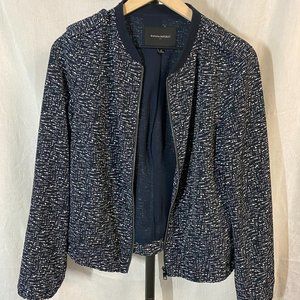 Banana Republic ~ Silky Sleek ~ Abstract Crosshatch Print Zip Up ~ Bomber Jacket